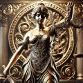 Estatua de la Justicia con balanza y espada